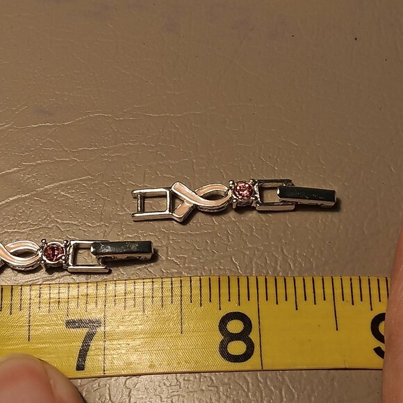 Avon Breast Cancer Crusade Pink Ribbon & Rhinestone Tennis Bracelet - NIOB - Picture 13 of 13